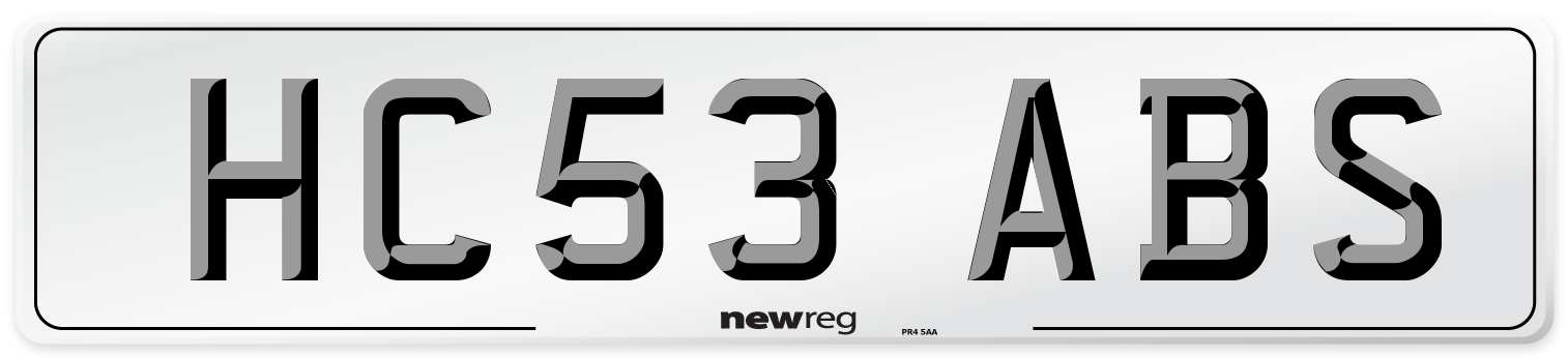 HC53 ABS Number Plate from New Reg